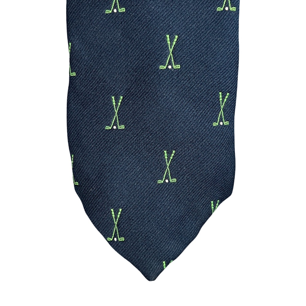 Vintage Navy Blue Golf Club Embroidered Polyester Necktie WPL 6152